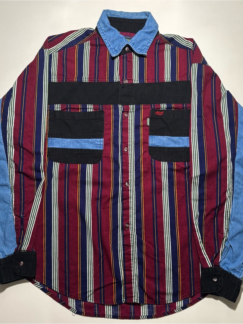 Men's wrangler style western Striped Button-Up long sleeve shirt